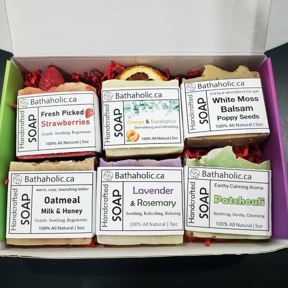 Soapy SIX Pack – Handmade Natural Bars – Gift Box Assortment – Cold Process Soap - Picture 3 of 6